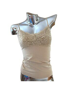 Y2K Banana Republic Lace Trim Babydoll Camisole Tank Womens S Stretch Coquette